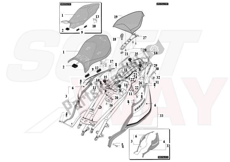 Alle onderdelen voor de Rear Fairing - Seat van de MV Agusta Brutale R-RR 1090 2012