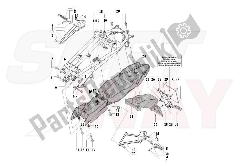 Alle onderdelen voor de Achterframe van de MV Agusta Brutale R-RR 1090 2012