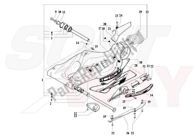 Alle onderdelen voor de Zwenkarm van de MV Agusta Brutale R-RR 1090 2012