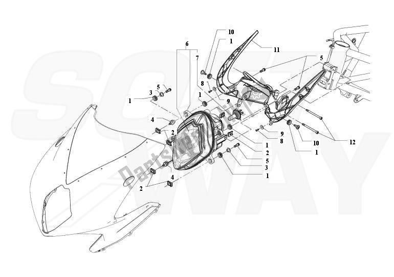Alle onderdelen voor de Koplamp van de MV Agusta F3-F3 Serie ORO 675 33675 2012