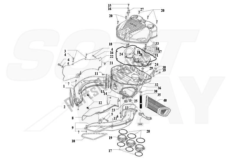 All parts for the Air Cleaner of the MV Agusta F3 675-Serie ORO-800 3675800 2012