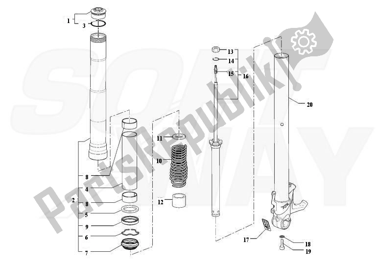 All parts for the Fork Leg Assy, Left F3 675, F3 800 of the MV Agusta F3 675-Serie ORO-800 3675800 2012