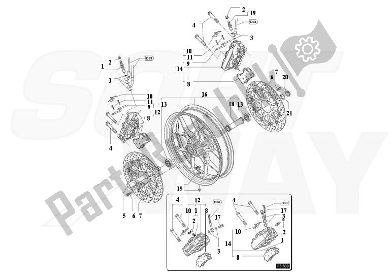 Wszystkie części do Front Wheel F3 675, F3 800 MV Agusta F3 675-Serie ORO-800 3675800 2012