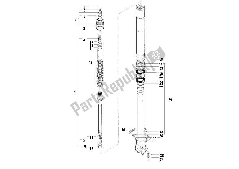 Toutes les pièces pour le Fork Leg Assy, Right <4885 & Usa du MV Agusta F4 750 4750 2003