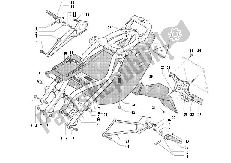 Alle onderdelen voor de Rear Frame Dual Seater van de MV Agusta F4 750 4750 2003