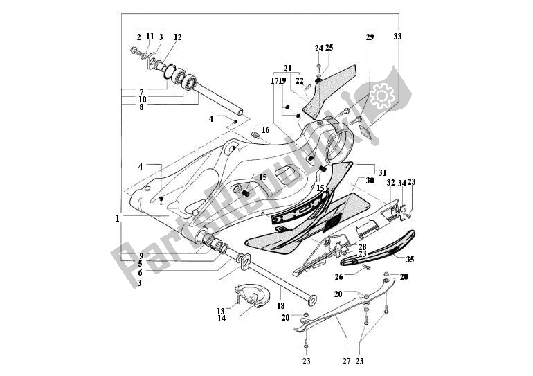 All parts for the Swing Arm of the MV Agusta F4 S-R-RR-Frecce Tricolore 1000 41000 2010