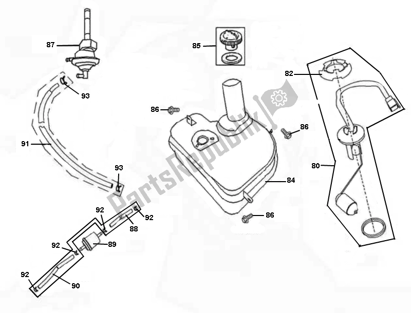 Alle onderdelen voor de Benzinetank van de Neco Borsalino UNO 50 2000 - 2010