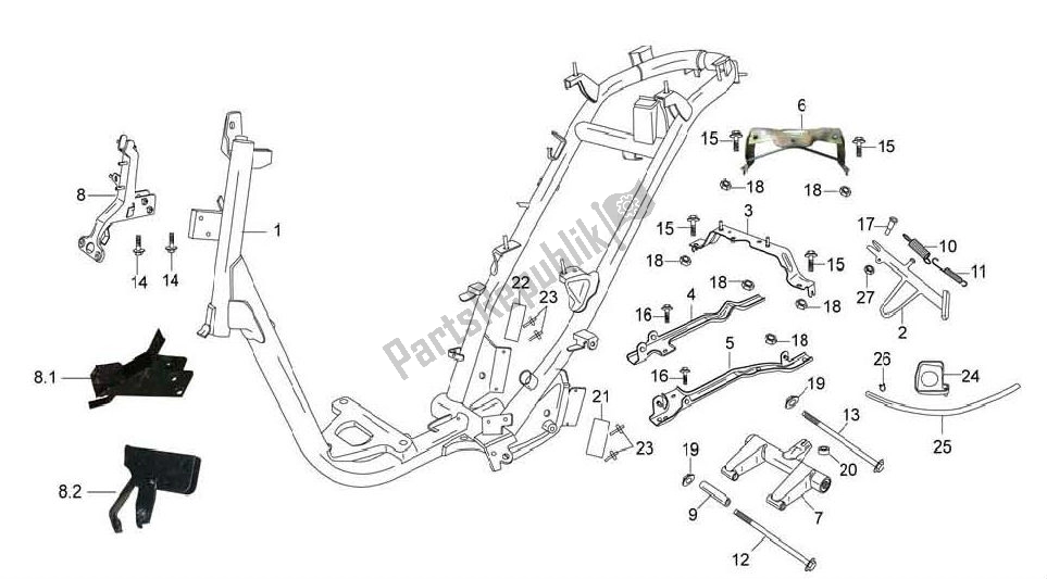All parts for the Frame of the Peugeot 0 V Clic 50 2000 - 2010