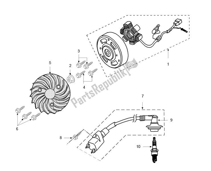 Alle onderdelen voor de Ontsteking van de Peugeot Ludix ONE 50 2000 - 2010