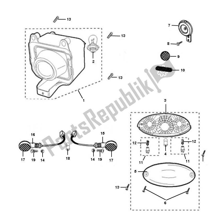 Alle onderdelen voor de Verlichting van de Peugeot Ludix ONE 50 2000 - 2010