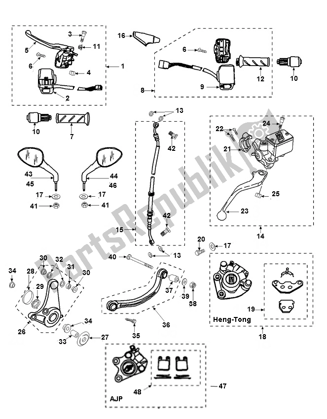 Todas las partes para Stuurdelen de Peugeot SPF 2 AC E1 Speedfight 50 2000 - 2010