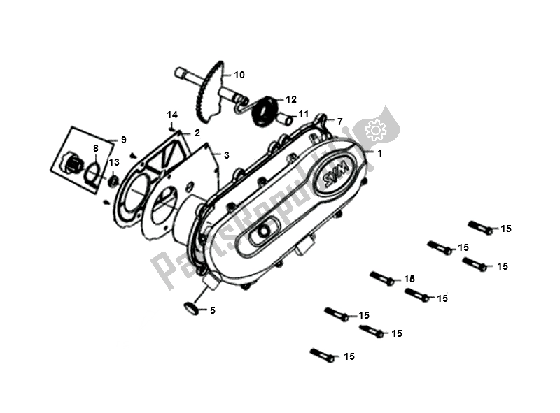 Alle onderdelen voor de Carterdeksel Links van de Peugeot SPF 3 4T Speedfight 50 2000 - 2010