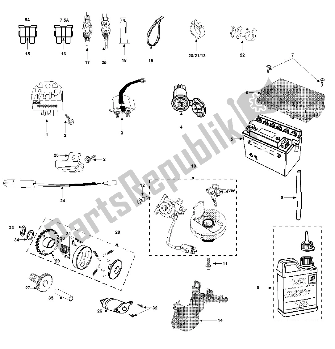 Alle onderdelen voor de Electrische Delen van de Peugeot SPF 3 4T Speedfight 50 2000 - 2010