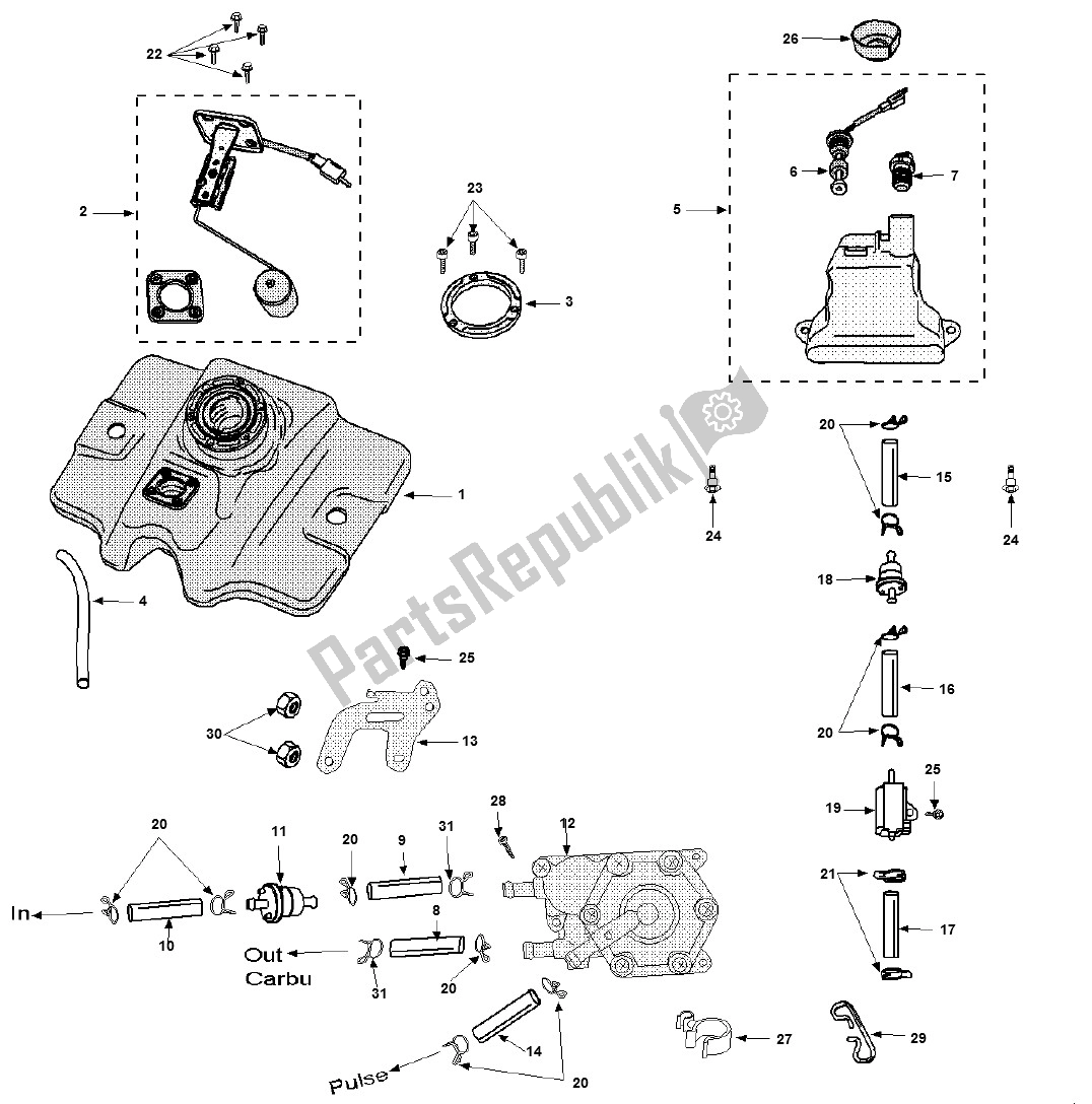 Alle onderdelen voor de Benzinetank - Olietank van de Peugeot SPF 3 4T Speedfight 50 2000 - 2010