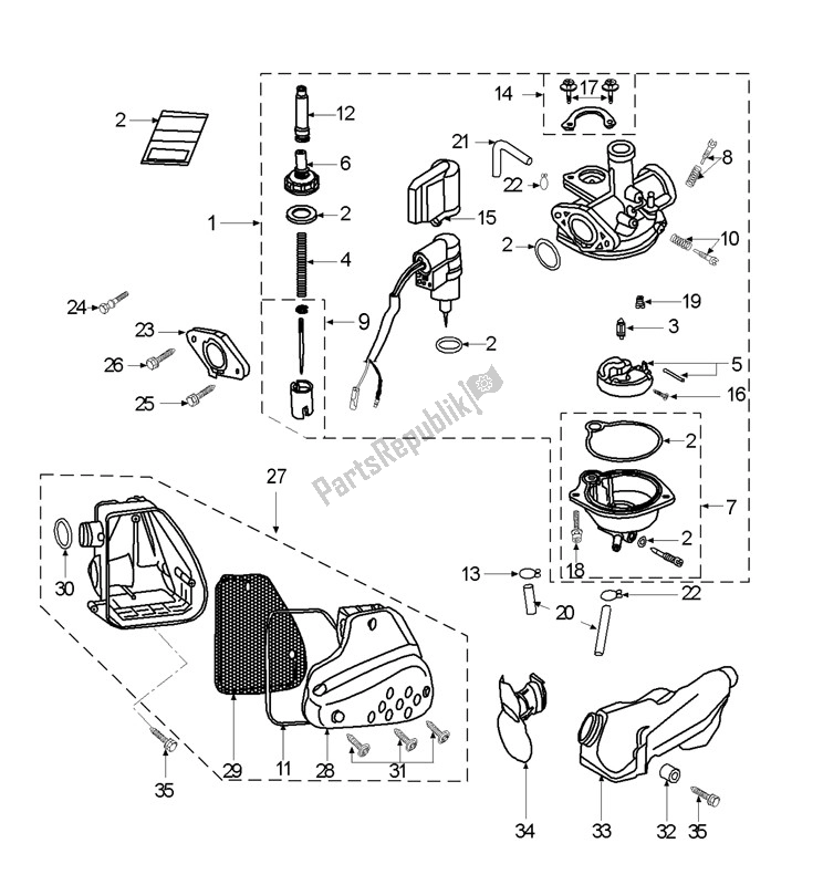 Todas as partes de Carburador do Peugeot Viva City 2 E1 50 2000 - 2010