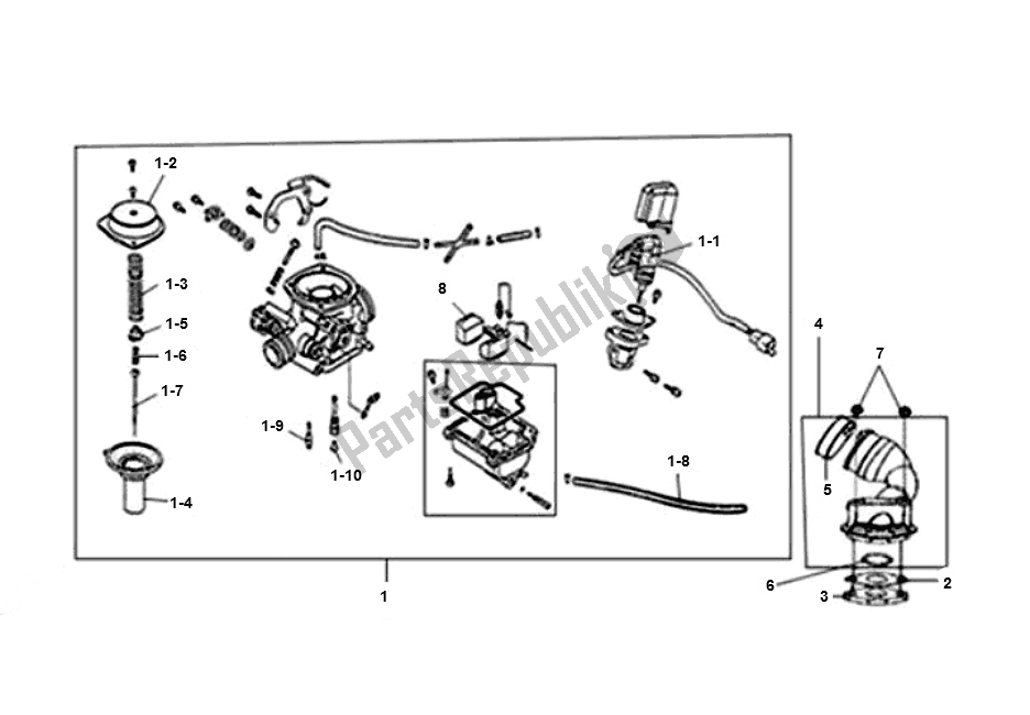 Alle onderdelen voor de Carburateur van de Peugeot Viva City 3 4T 50 2000 - 2010