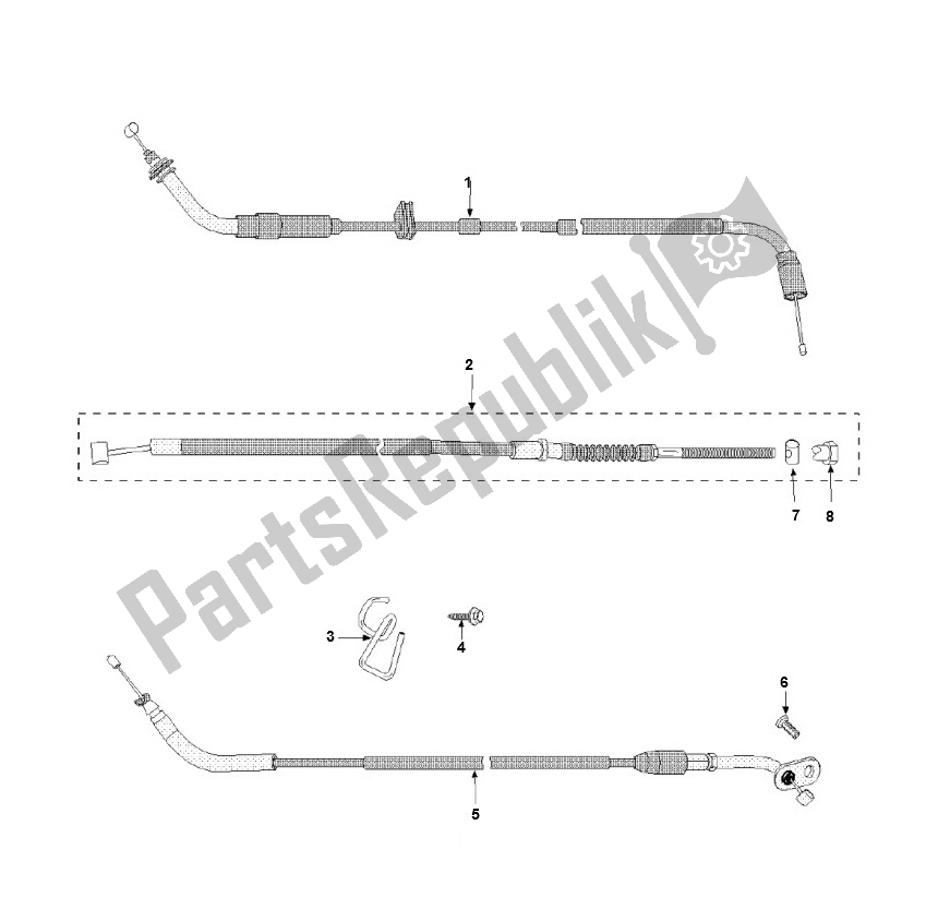 Alle onderdelen voor de Gaskabel - Achterremkabel - Buddykabel van de Peugeot Viva City 3 4T 50 2000 - 2010