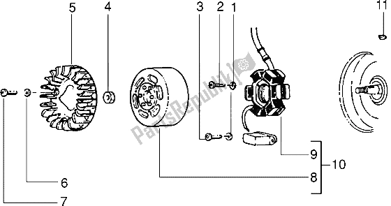 Tutte le parti per il Volano Magneto del Piaggio Skipper 150 1998