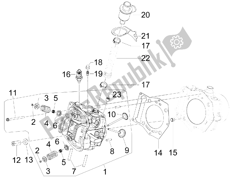 All parts for the Head Unit - Valve of the Piaggio MP3 400 IE MIC 2008