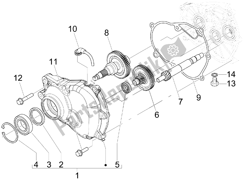 All parts for the Reduction Unit of the Piaggio Carnaby 200 4T E3 2007