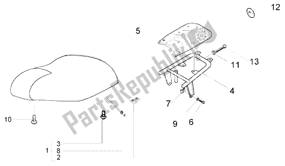 Alle onderdelen voor de Zadel Lugg. Vervoerder van de Piaggio Liberty 50 2T RST PTT AU D 2004