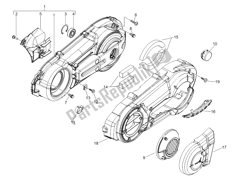 Toutes les pièces pour le Couvercle De Carter - Refroidissement Du Carter du Piaggio MP3 400 IE LT Sport 2008