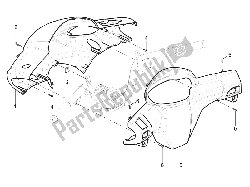 All parts for the Handlebars Coverages of the Piaggio Typhoon 50 2T E2 2011