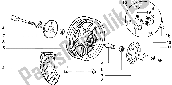 All parts for the Front Wheel of the Piaggio Diesis 100 1998