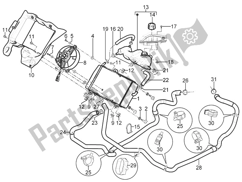 Tutte le parti per il Sistema Di Raffreddamento del Piaggio MP3 300 Yourban ERL 2011