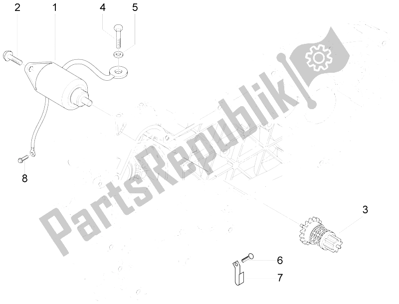 Alle onderdelen voor de Stater - Elektrische Starter van de Piaggio Liberty 125 4T 2V IE PTT I 2012