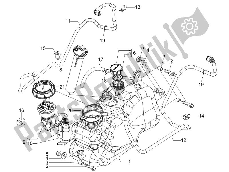 Tutte le parti per il Serbatoio Carburante (2) del Piaggio MP3 250 USA 2007