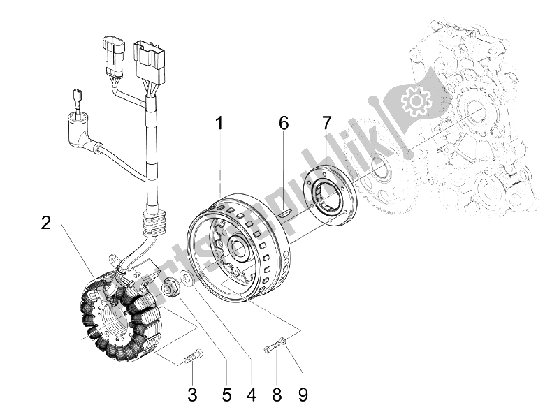 All parts for the Flywheel Magneto of the Piaggio BV 500 Tourer USA 2008