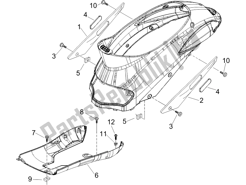 Toutes les pièces pour le Couvercle Latéral - Spoiler du Piaggio Liberty 125 4T PTT E3 F 2007