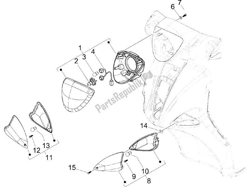 Toutes les pièces pour le Phares Avant - Clignotants du Piaggio Liberty 200 4T 2006