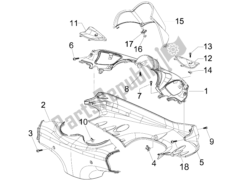 All parts for the Handlebars Coverages of the Piaggio Beverly 400 IE E3 2006