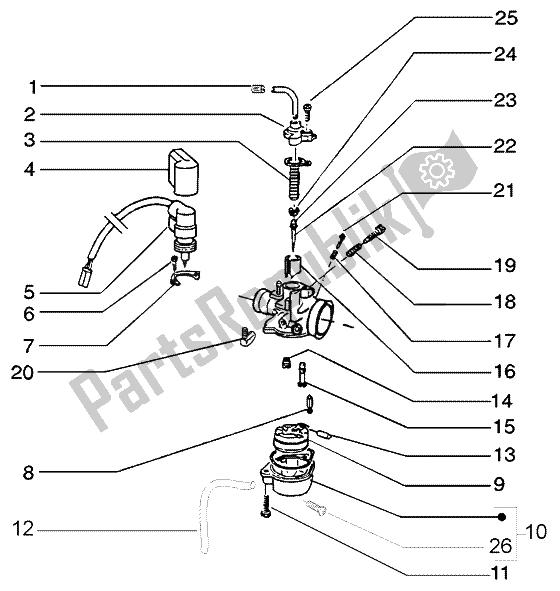 All parts for the Carburettor (2) of the Piaggio FLY 50 2T 2004