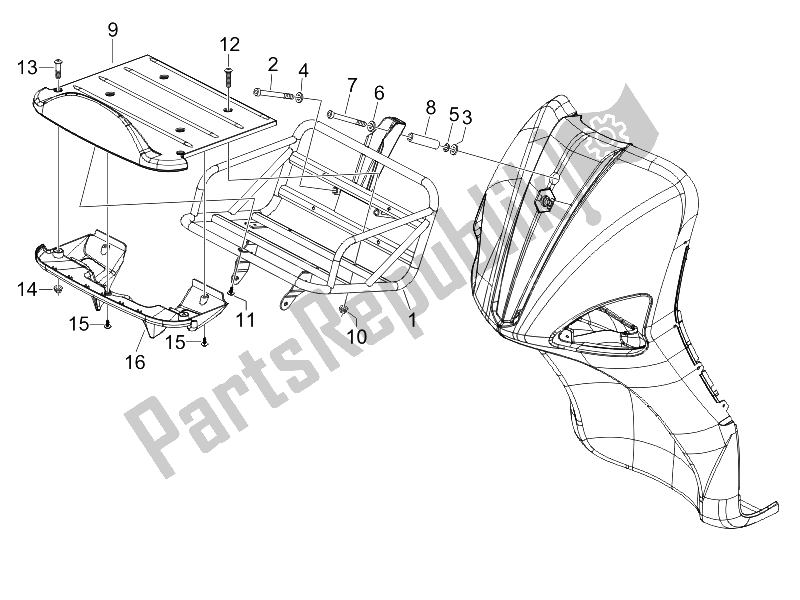 All parts for the Front Luggage Rack of the Piaggio Liberty 50 4T PTT B NL 2006