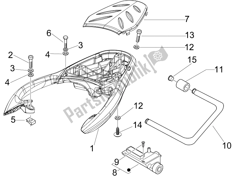 Toutes les pièces pour le Porte-bagages Arrière du Piaggio Beverly 125 2005