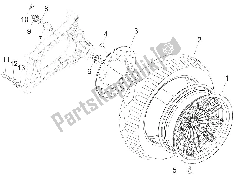 Todas las partes para Rueda Trasera de Piaggio MP3 300 IE LT Sport 2011