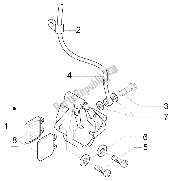 All parts for the Front Brake Caliper of the Piaggio Liberty 50 2T RST PTT AU D 2004