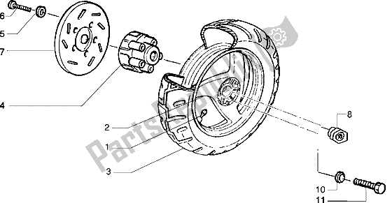 All parts for the Rear Wheel (vehicle With Rear Hub Brake) of the Piaggio NRG MC3 50 2002