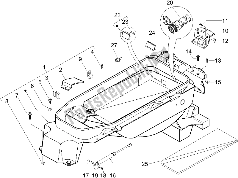 Toutes les pièces pour le Logement De Casque - Sous La Selle du Piaggio X9 250 Evolution 2006