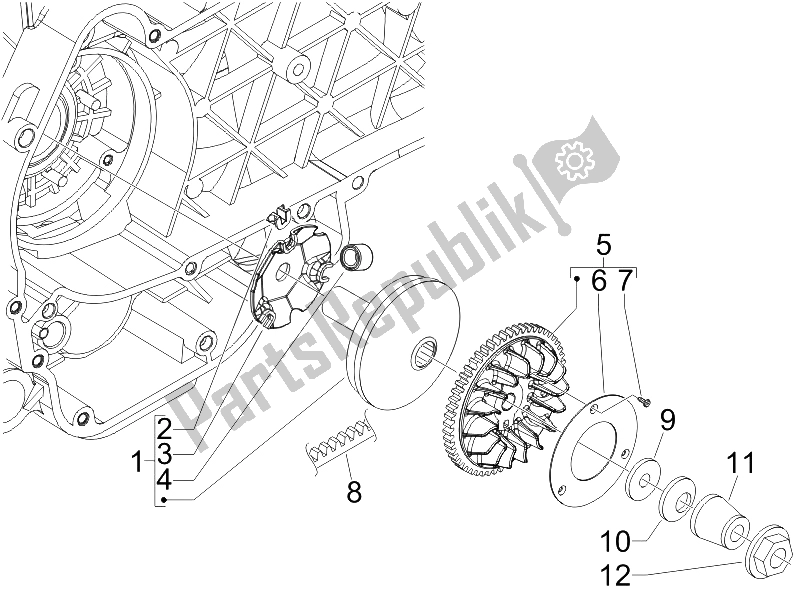 All parts for the Driving Pulley of the Piaggio Liberty 150 4T E3 2008