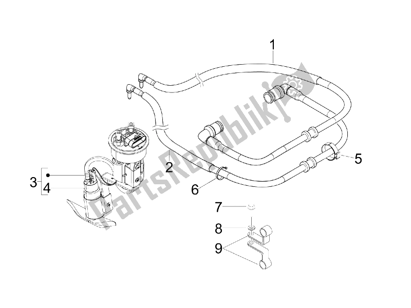 Tutte le parti per il Sistema Di Approvvigionamento del Piaggio Beverly 400 IE Tourer E3 2008