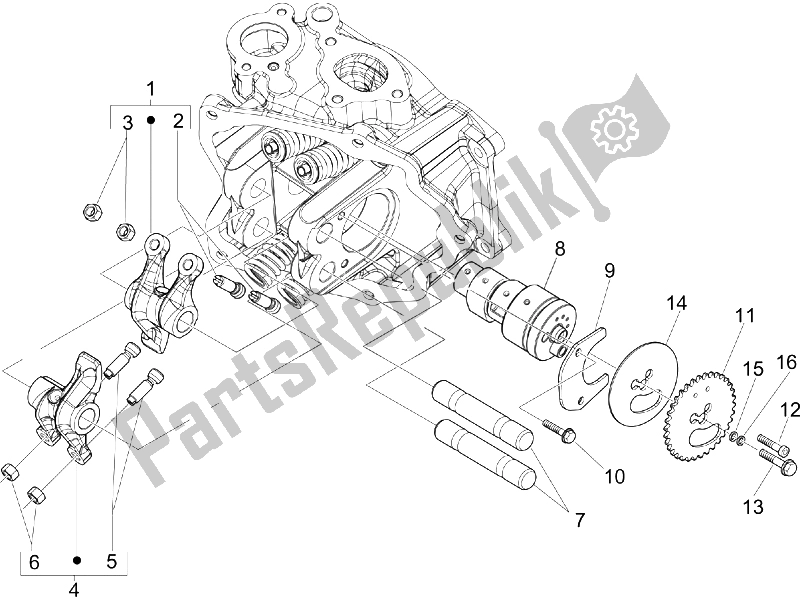 Toutes les pièces pour le Leviers à Bascule Support Unité du Piaggio Beverly 250 2005