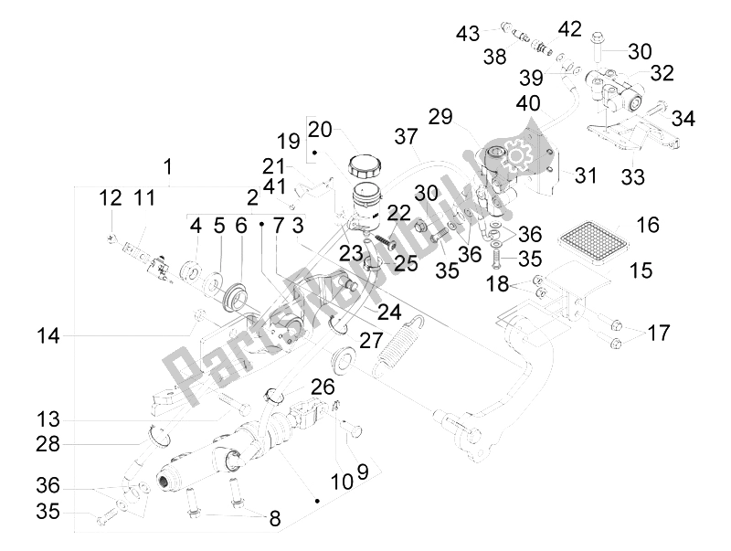 All parts for the Control Pedals - Levers of the Piaggio MP3 250 IE LT 2008