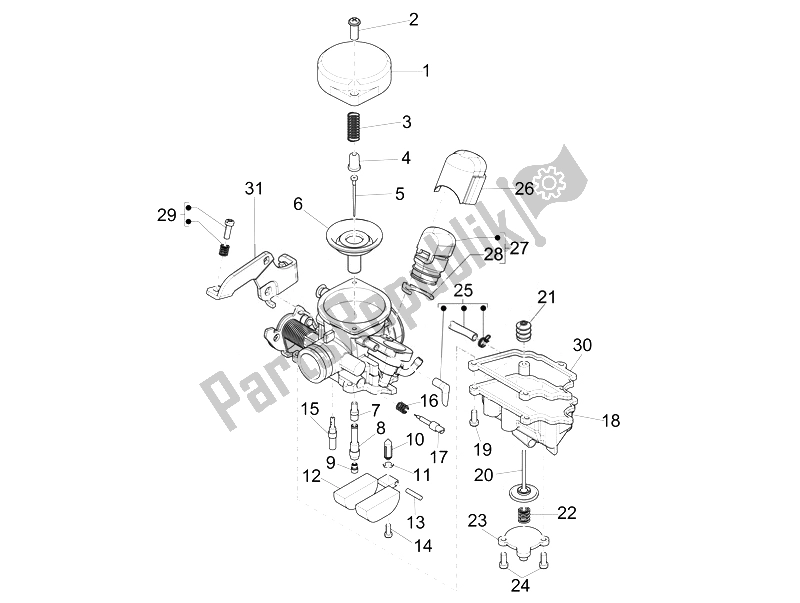 Toutes les pièces pour le Composants Du Carburateur du Piaggio Liberty 50 4T PTT 2014