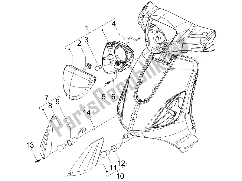 All parts for the Front Headlamps - Turn Signal Lamps of the Piaggio ZIP 50 2006