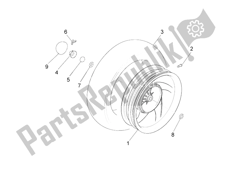 Tutte le parti per il Ruota Posteriore del Piaggio FLY 50 4T 4V USA 2 2014