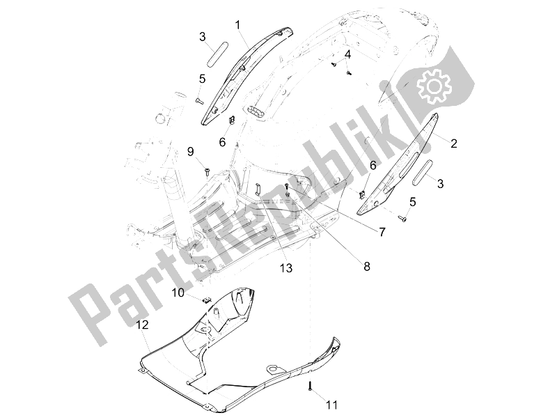 All parts for the Side Cover - Spoiler of the Piaggio Liberty 50 4T PTT 2009